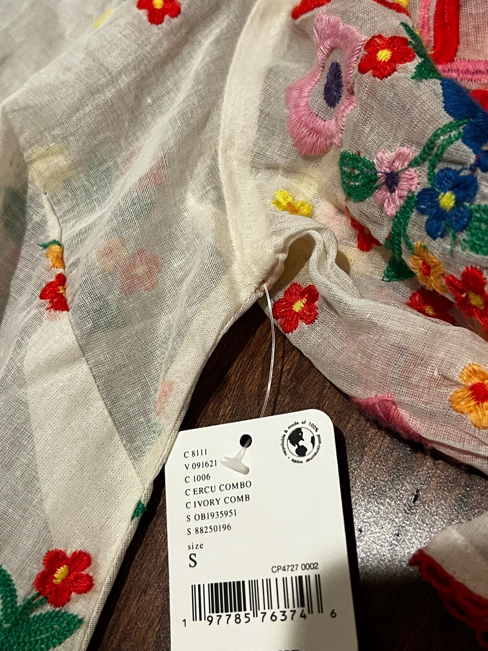 Bloggers fave Free People Flowers of Love embroidered sheer top ecru SZ small - Picture 12 of 16
